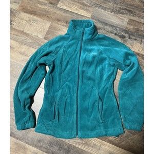 Columbia Womens Sz Small Aqua Teal  Full Zip Fleece Jacket LS Logo Shirt  Fall